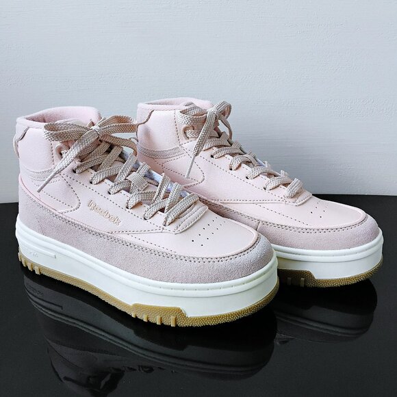 Reebok Women's Club C Geo Mid Lightweight Platform Sneaker in Lovely Light Pink - Picture 2 of 15